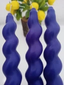 qosrix 3'lü Mor Renk Italyan Burgulu Şamdan Soya Mumu Doğal Kokulu Uzun Çubuk Konik Burgu Spiral Mum thumbnail 1