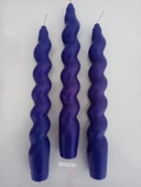 qosrix 3'lü Mor Renk Italyan Burgulu Şamdan Soya Mumu Doğal Kokulu Uzun Çubuk Konik Burgu Spiral Mum thumbnail 2