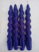 qosrix 4'lü Mor Italyan Burgulu Şamdan Soya Mumu Doğal Kokulu Uzun Çubuk Konik Burgu Mum Spiral Dekoratif thumbnail 1