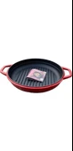 Hosse 28 cm Yuvarlak Demir Döküm Grill Tava Çift Kulplu Kırmızı - 1