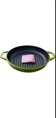 Hosse 28 cm Yuvarlak Demir Döküm Çift Kulplu Grill Tava - Yeşil - HS - 1