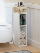 Banyo Raf Ünitesi,2 Katlı Banyo Düzenleyici Şampuanlık Havluluk Dolap,Organizer,Beyaz,AsudeHome - 1