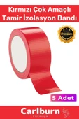 Süper Güçlü Su Geçirmez Sızdırmaz Kırmızı Renk Çok Amaçlı Tamir İzolasyon Bandı 48mm x 10m 5 Adet - 1