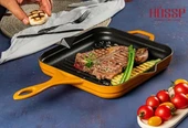 Hosse Hskgtv 2828 Kare Grill Döküm Tava 28X28 cm Yardımcı Kulplu Sarı - 1