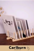 Özel Üretim Plak Mutfak Tabak Kitap Dergi Dosya Bambu Çok Amaçlı Düzenleyici 8 Gözlü Stand - 4