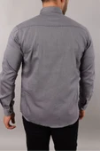 Yxc Slim Fit Erkek Dar Kesim Pamuklu Kot Gömlek GRİ thumbnail 3