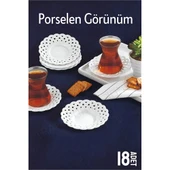 ModaCar Çay Tabağı Porselen Görünüm 18 Adet Tabağı Seti Seti - 1