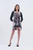 Trend Kadın Şık ve Modern Desenli Mini Elbise - 4