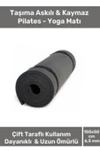 Taşıma Askılı Konfor Modeli Çift Taraflı Kaymaz Yoga Meditasyon Minderi Siyah Mat - 1