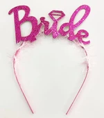 Fuşya Renk Bekarlığa Veda İtalik Yazı Alyanslı Bride Taç - 1