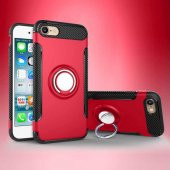 Apple iPhone 7 Kılıf Yüzük Standlı Kalın Silikon Kapak - 12