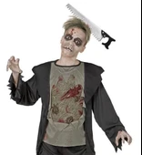 Kafaya Saplanmış Halloween Kanlı Testere Şaka Tacı - 4