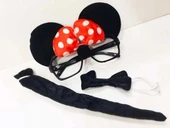 Minnie Mouse Gözlüğü Papyonu Kuyruğu Seti - 1