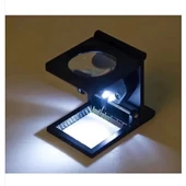 28x28 Mm Katlanır Sayaçlı Metal Lüp, 2 Led Işıklı Büyüteç Tekstil Th9005a - 3