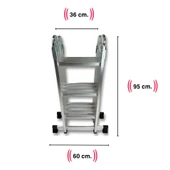 Endokon PLATFORMLU 3,46 Metre - 12  Basamaklı Katlanır Akrobat Merdiven - Büyük Menteşe - Kalın Profil thumbnail 6