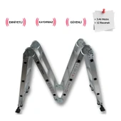 Endokon PLATFORMLU 3,46 Metre - 12  Basamaklı Katlanır Akrobat Merdiven - Büyük Menteşe - Kalın Profil thumbnail 5