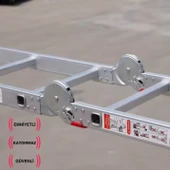 Endokon PLATFORMLU 3,46 Metre - 12  Basamaklı Katlanır Akrobat Merdiven - Büyük Menteşe - Kalın Profil - 8
