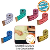 Mezura Yumuşak Şerit Terzi Metresi 1.5 Metre Renk Seçenekli PVC Diyetisyen Bel Ölçüm Bandı 1 Adet - 1