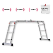 Endokon PLATFORMLU 3,46 Metre - 12  Basamaklı Katlanır Akrobat Merdiven - Büyük Menteşe - Kalın Profil thumbnail 1