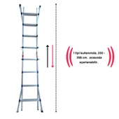 Endokon 398 cm. 14 Basamak A ve I Tipi Katlanıp Uzayabilen Mini Dev Alüminyum Merdiven - 3