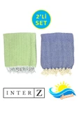 2'li Set Peştemal Plaj Havlusu , %100 Pamuk , Xxl 100x180cm, Marmaris, Fıstık Yeşili Laciver - 1