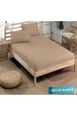 Pamuklu Ranforce Kumaş Lastikli Fitted Yastıklı Çarşaf Seti (battal Boy) Sütlü Kahve - 1