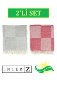 2'li Set Dama Desenli Peştamal Plaj Havlusu 70x155 Cm - 1