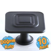 10 Adet Klas Kulp Düğme Mat Siyah Mobilya Mutfak Dolabı Çekmece Dolap Kapak Kulpu Kulbu Kulb Metal thumbnail 1
