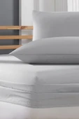 Pamuklu Ranforce Kumaş Lastikli Fitted Yastıklı Çarşaf Seti (tek Kişilik) Gri - 1