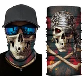Siyah Renk Üzeri Likralı Korsan Kafatası Baskılı Baf Buff Bandana 30x48 Cm - 1