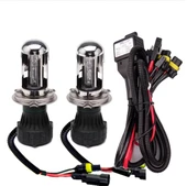 H4 8000K Xenon Ampul 2 Adet + Tesisat Kablosu - 1