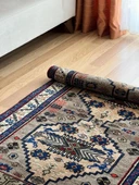 103x170 cm Küçük Mavi El Dokuma Halı, Çiçek ve Pıtrak Motifli El Dokuma Yün Halı, Harika Kondisyonlu Vintage Halı - 4