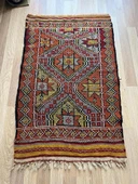 91x147 cm Küçük Renkli Kilim, Geometrik Motifli El Dokuma Yün Kilim, Canlı Renkli Harika Kondisyonlu Nostaljik Kilim - 7