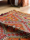91x147 cm Küçük Renkli Kilim, Geometrik Motifli El Dokuma Yün Kilim, Canlı Renkli Harika Kondisyonlu Nostaljik Kilim - 3