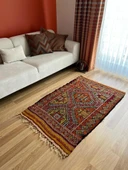 91x147 cm Küçük Renkli Kilim, Geometrik Motifli El Dokuma Yün Kilim, Canlı Renkli Harika Kondisyonlu Nostaljik Kilim - 2