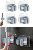 4 Lü Kelebek Yapışkanlı Mop Fırça Çekpas Sap Tutucu Organizer Banyo Düzenleyici - 2