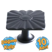 10 Adet Güneş Kare Düğme Mat Siyah Kulp Mobilya Mutfak Dolabı Çekmece Dolap Kapak Kulpu Kulb Metal - 1