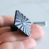 10 Adet Güneş Kare Düğme Mat Siyah Kulp Mobilya Mutfak Dolabı Çekmece Dolap Kapak Kulpu Kulb Metal - 7