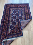 92x146 cm Küçük Mavi Türk Halısı, El Dokuma Yün Halı, Canlı Mavi Tonları, Vintage Yün Halı - 4