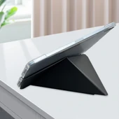 Apple iPad Pro 13 2024 Raptic Clear Folio Airbagli Şeffaf Kapaklı Katlanabilir Standlı Kılıf thumbnail 10