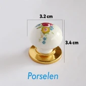 10 Adet Gül Gerçek Porselen Gold Düğme Kulplar Mobilya Mutfak Dolabı Çekmece Dolap Kulpu Kulbu Altın thumbnail 5