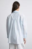 Oversize Pamuklu Gömlek Açık Mavi thumbnail 6