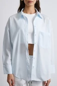 Oversize Pamuklu Gömlek Açık Mavi thumbnail 5