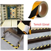 Sarı Siyah İşaretli Yönlendirme Reflektörlü Reflektif Yapışkanlı Şerit Bant 7.5 cm İkaz Bandı 1 Mt - 4