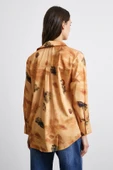 V Yaka Desenli Gömlek Somon thumbnail 3