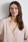 V Yaka Şifon Gömlek Pudra thumbnail 4