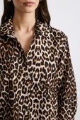 Leopar Desenli Poplin Gömlek Bej thumbnail 5