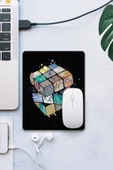 SonicTouch Renkli Rubik Küplü Pürüzsüz Yüzey Kaymaz Taban Dikişsiz Kenar Gamer Oyuncu Mouse Pad 19x23cm - 1
