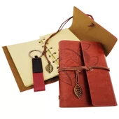 Ahşap Kutulu Kahve Deri Defter Ve Anahtarlık Set - 2