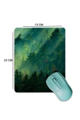 SonicTouch Çam Ormanı Temalı Yeşil Pürüzsüz Yüzey Kaymaz Taban Dikişsiz Kenar Gamer Oyuncu Mouse Pad 19x23cm - 2
